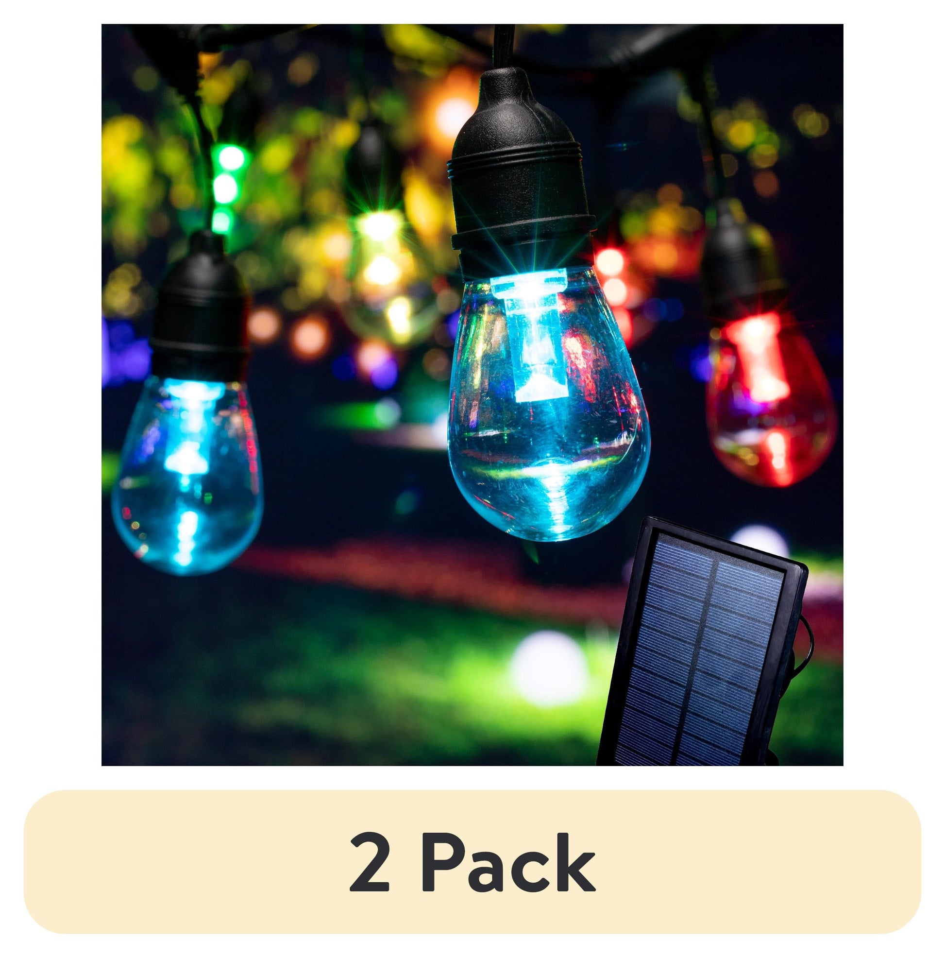(2 pack) Better Homes & Gardens 34' Foot Solar Powered Multi-Color Changing String Light (1 Pack)