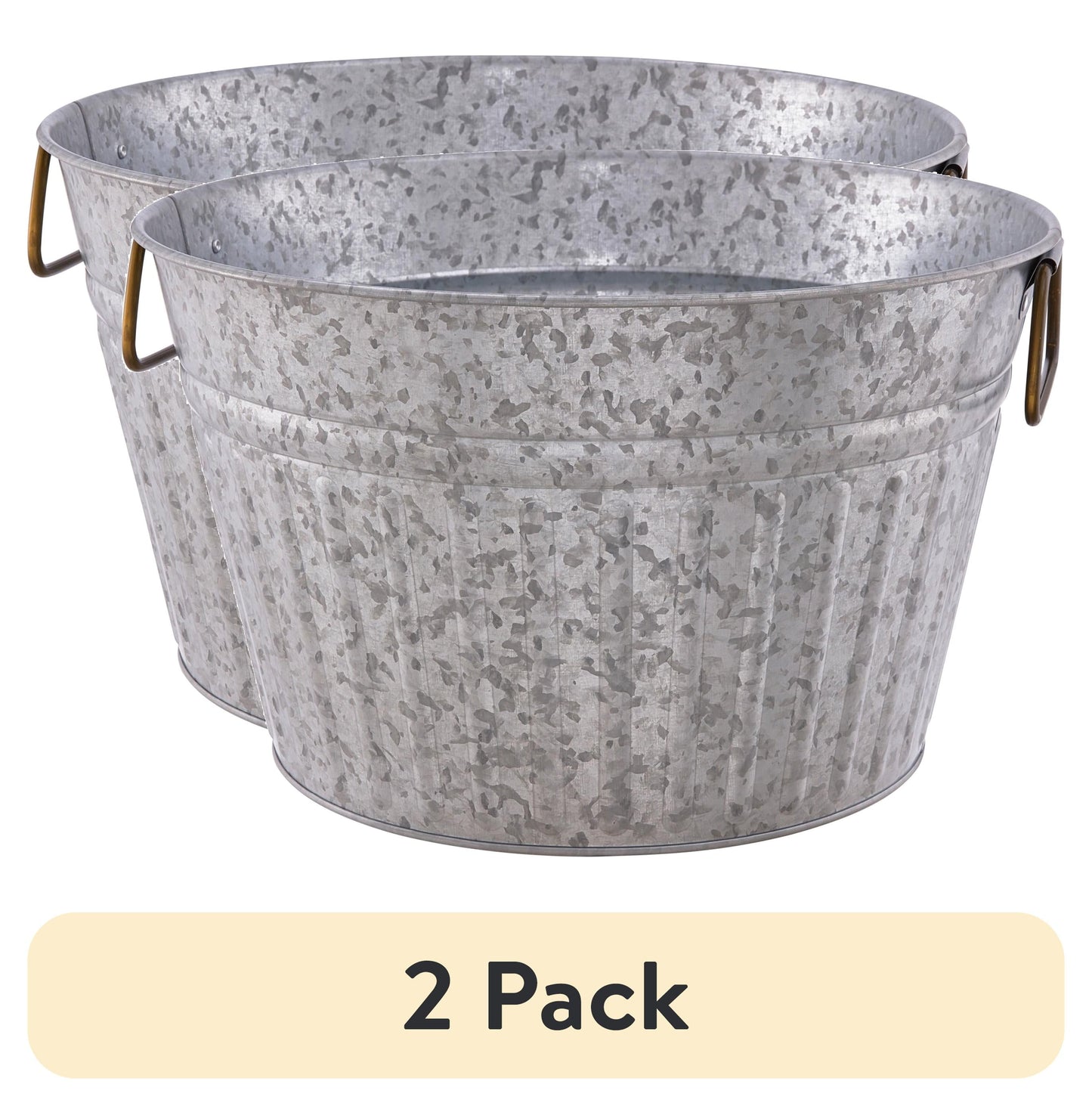 (2 pack) Better Homes & Gardens - Galvanized Round Tub, 15 IN D x 9 IN H