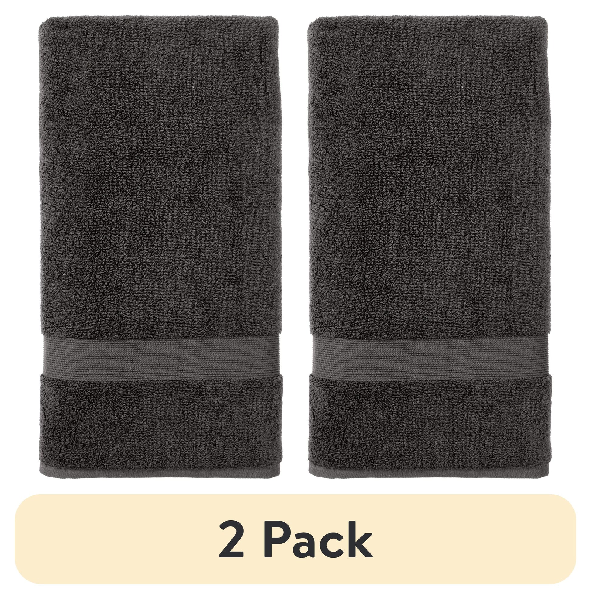 (2 pack) Better Homes & Gardens Signature Soft Solid Cotton Bath Sheet, Grey Shadow