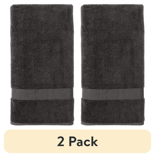 (2 pack) Better Homes & Gardens Signature Soft Solid Cotton Bath Sheet, Grey Shadow