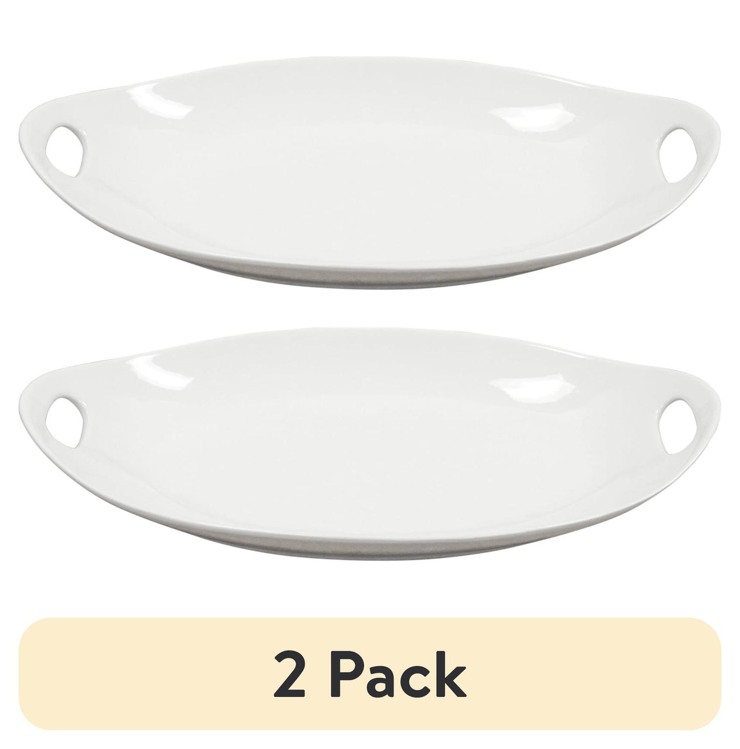 (2 pack) Better Homes & Gardens White Porcelain Tray with Handles