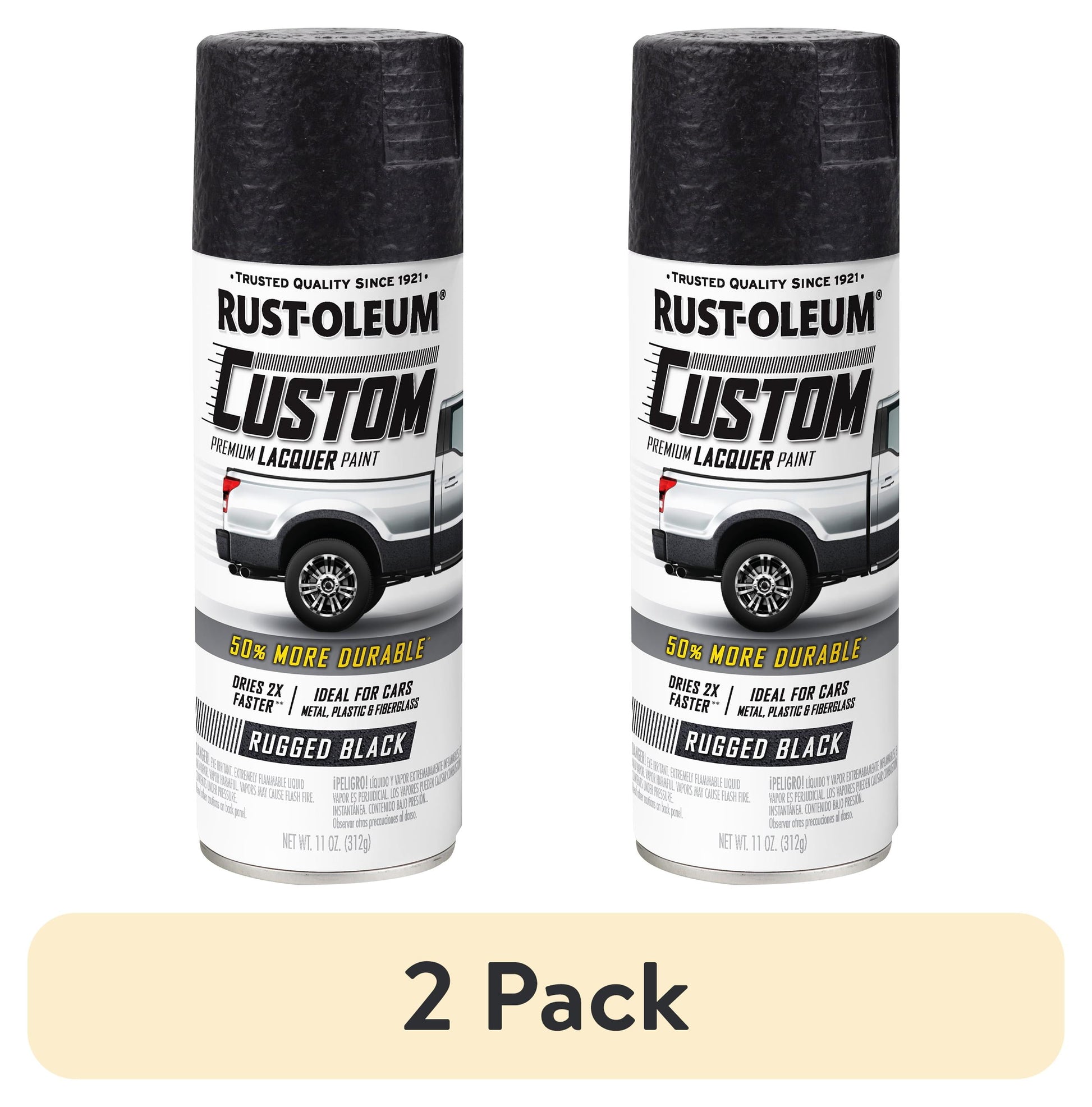 (2 pack) Black, Rust-Oleum Automotive Custom Matte Spray Paint-323350, 11 oz