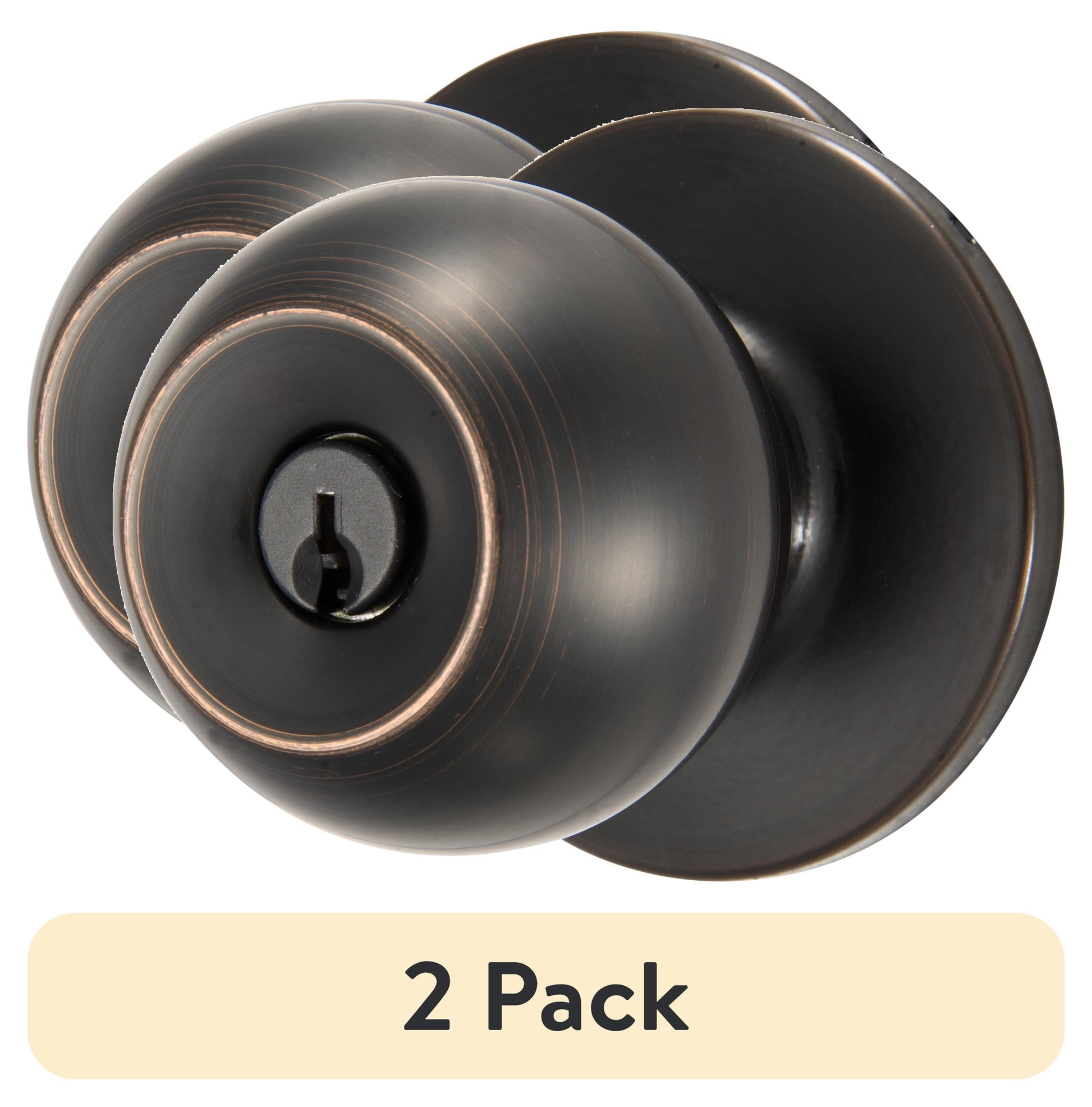(2 pack) Brinks Keyed Entry Classic Ball Style Doorknob, Tuscan Bronze Finish
