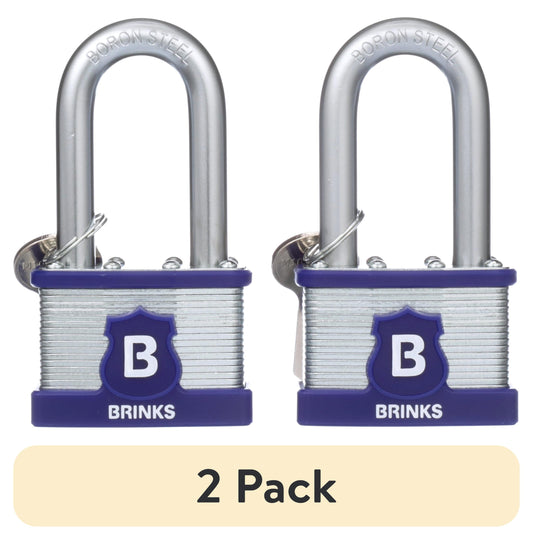 (2 pack) Brinks Laminated Steel 50mm Keyed Padlock with 2 7/16in Shackle, 2 pack