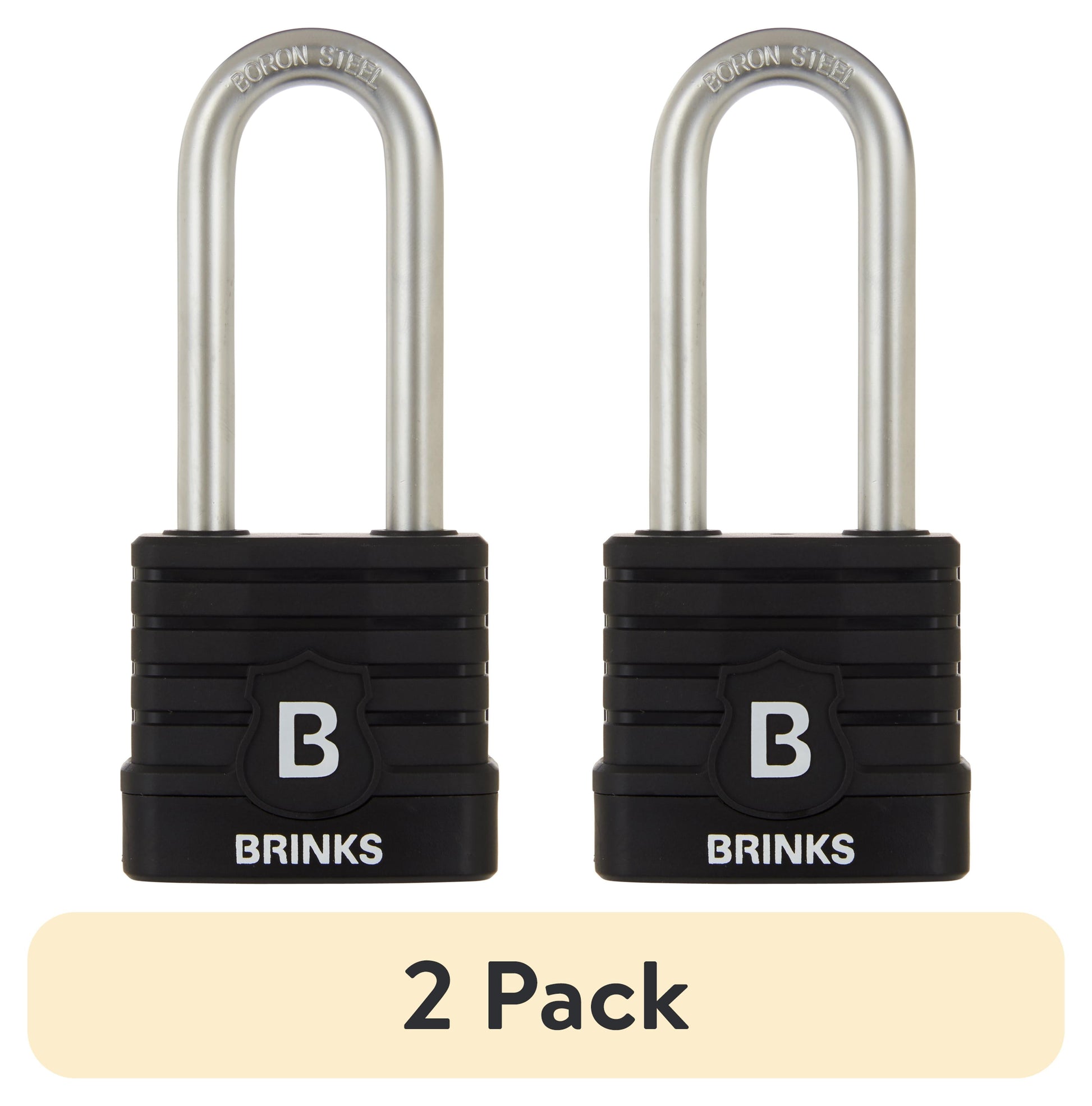 (2 pack) Brinks Weather Resistant Laminated Steel Keyed Padlock 44mm Body with 2-3/8 inch Shackle