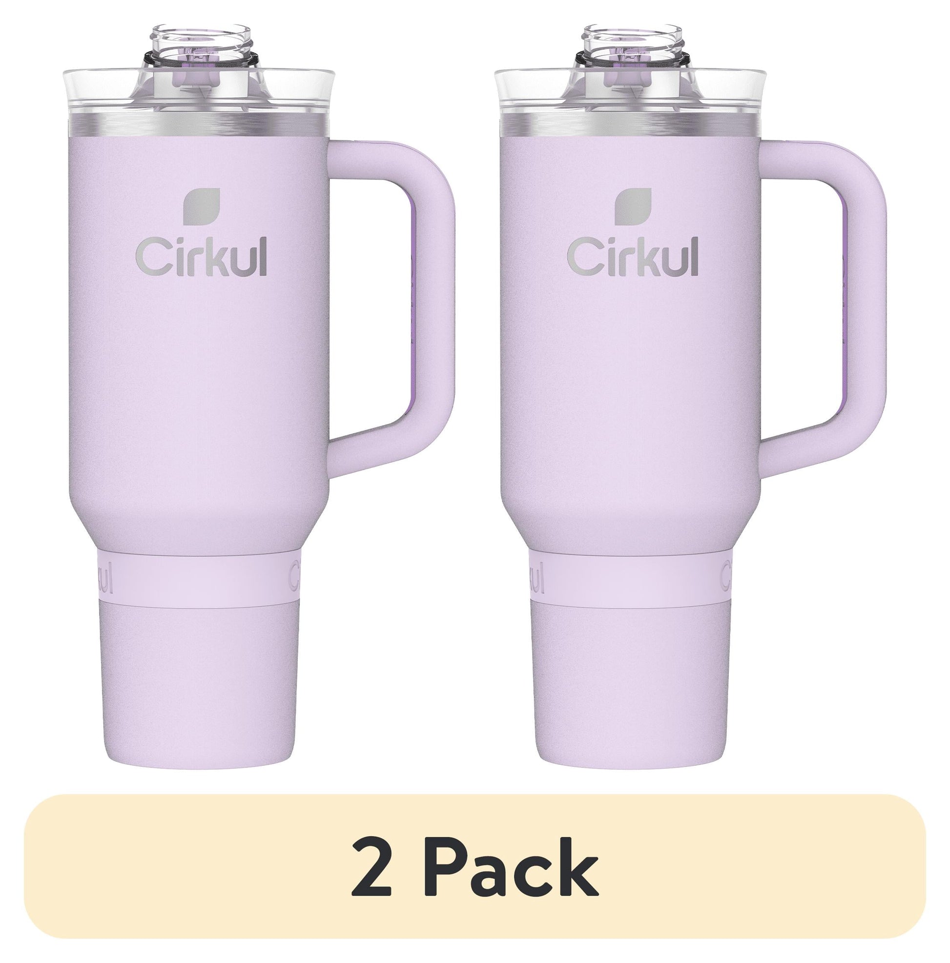 (2 pack) Cirkul 40oz All-Day StrawSip Double-Wall Insulated Stainless Steel Tumbler with Handle, Lilac (Light Purple)