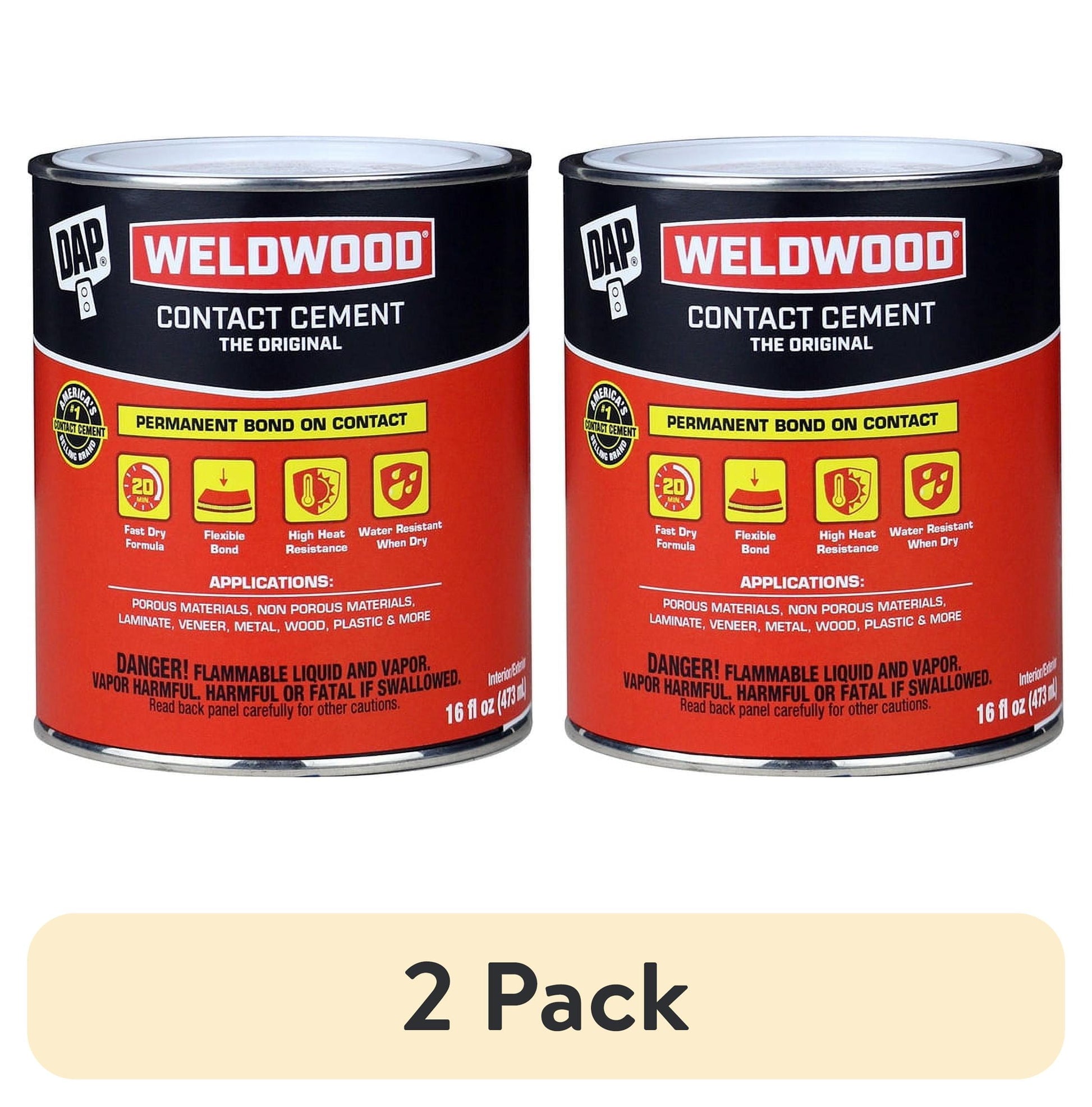 (2 pack) DAP Weldwood 16 oz Tan Original Contact Cement
