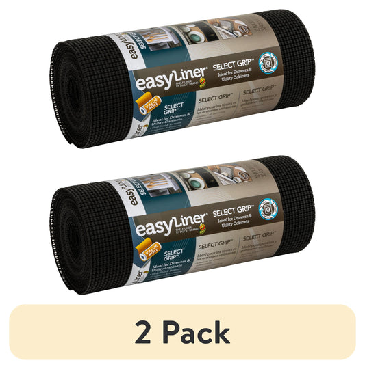 (2 pack) EasyLiner Select Grip Shelf Liner, Black, 12 in. x 30 ft. Roll
