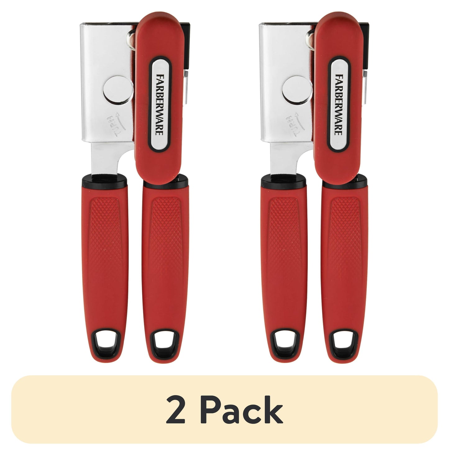 (2 pack) Farberware Soft Grip Can Opener, Red