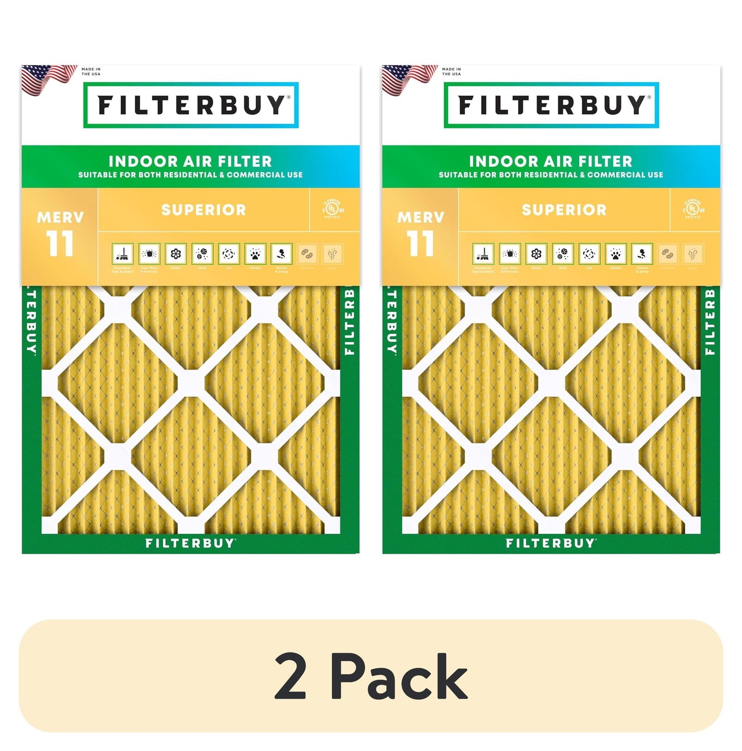 (2 pack) Filterbuy 18x20x1 MERV 11 Allergen Defense, Pleated HVAC AC Furnace Air Filters (1-Pack)