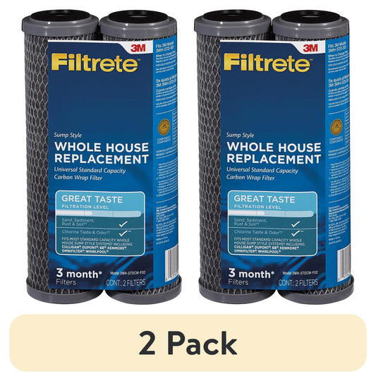 (2 pack) Filtrete Standard Capacity Whole House Replacement Carbon Wrap Water Filter, 3WH-STDCW-F02