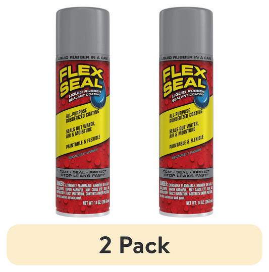 (2 pack) Flex Seal Liquid Aerosol Rubber Sealant Coating, 14 oz, Gray