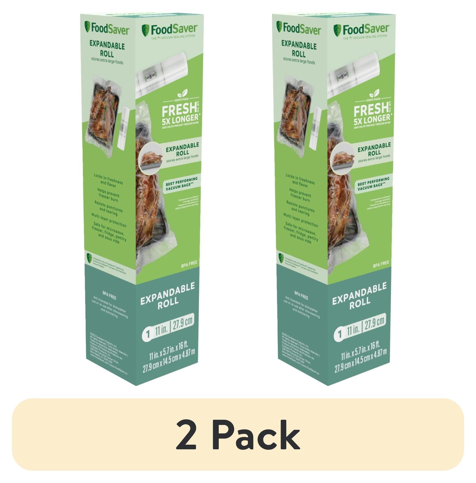 (2 pack) FoodSaver Expandable 11 in. Vacuum Seal Roll, 11" x 16', 1 Pack
