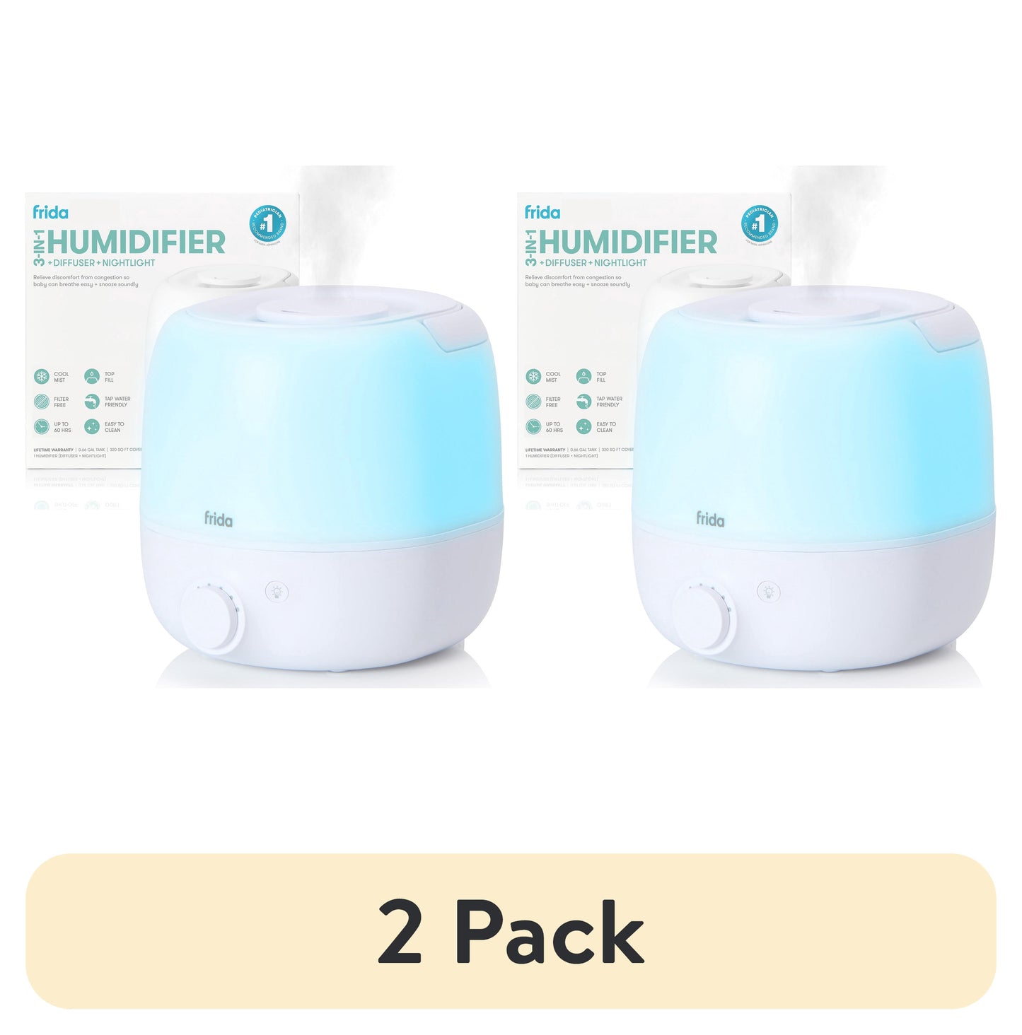 (2 pack) 3-in-1 Humidifier, â€‹ Diffuser, + Nightlight 2.0â€‹