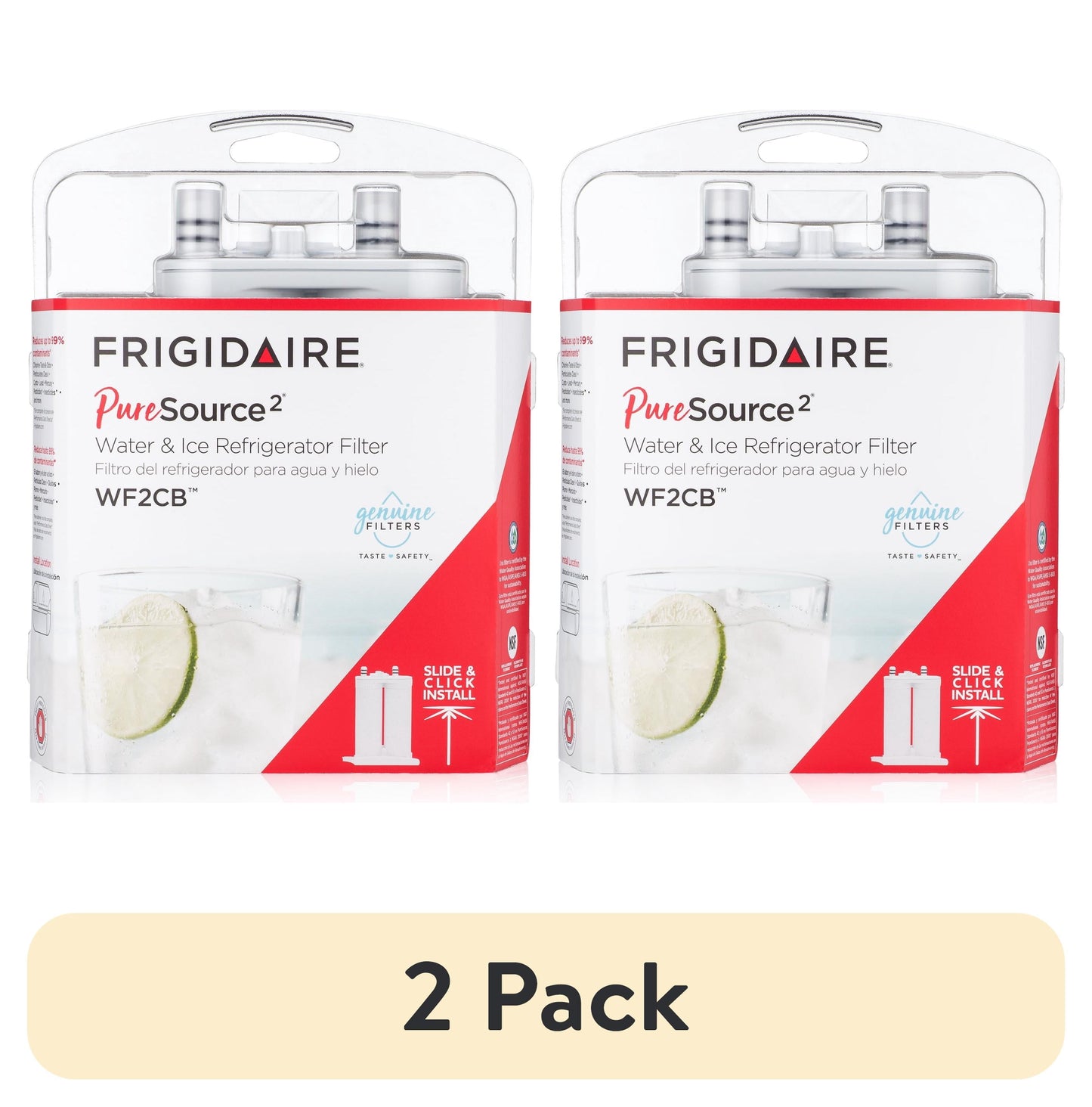 (2 pack) Frigidaire PureSource 2 Comp Refrigerator Filter WF2CB