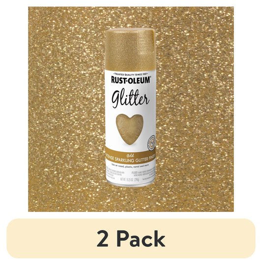 (2 pack) Gold, Rust-Oleum Glitter Spray Paint-301495, 10.25 oz