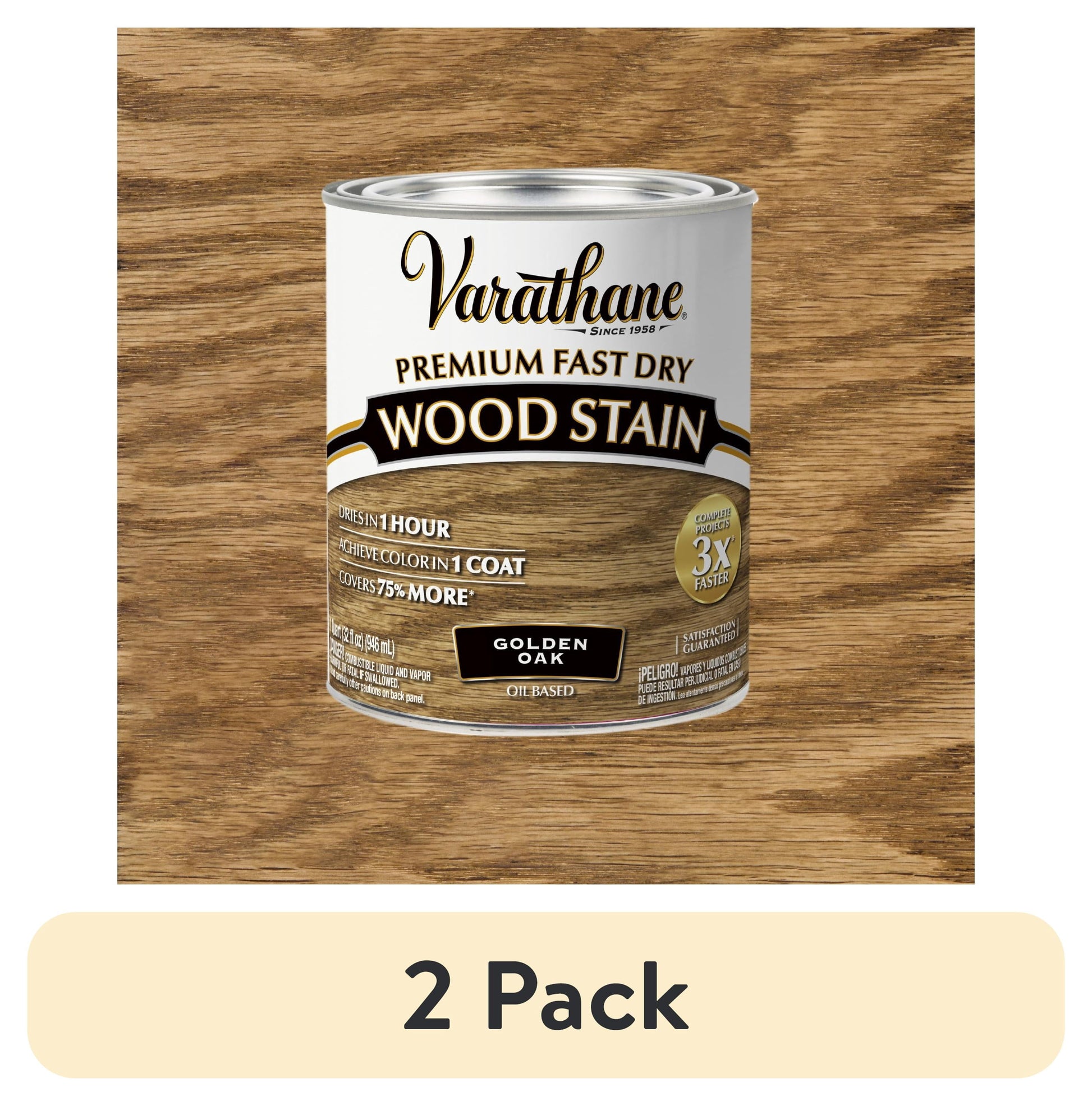 (2 pack) Golden Oak, Varathane Premium Fast Dry Wood Stain-262003, Quart