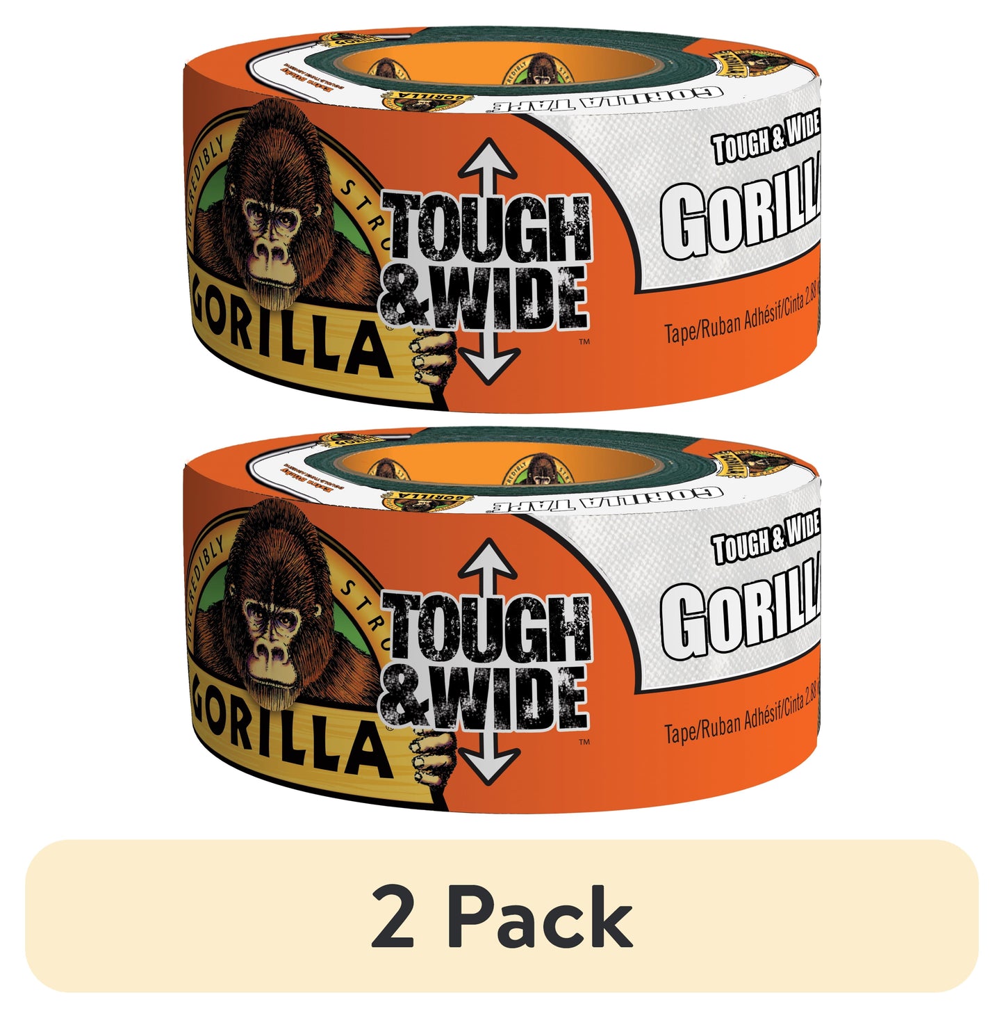 (2 pack) Gorilla Tough & Wide White Duct Tape, 25 Yard Roll