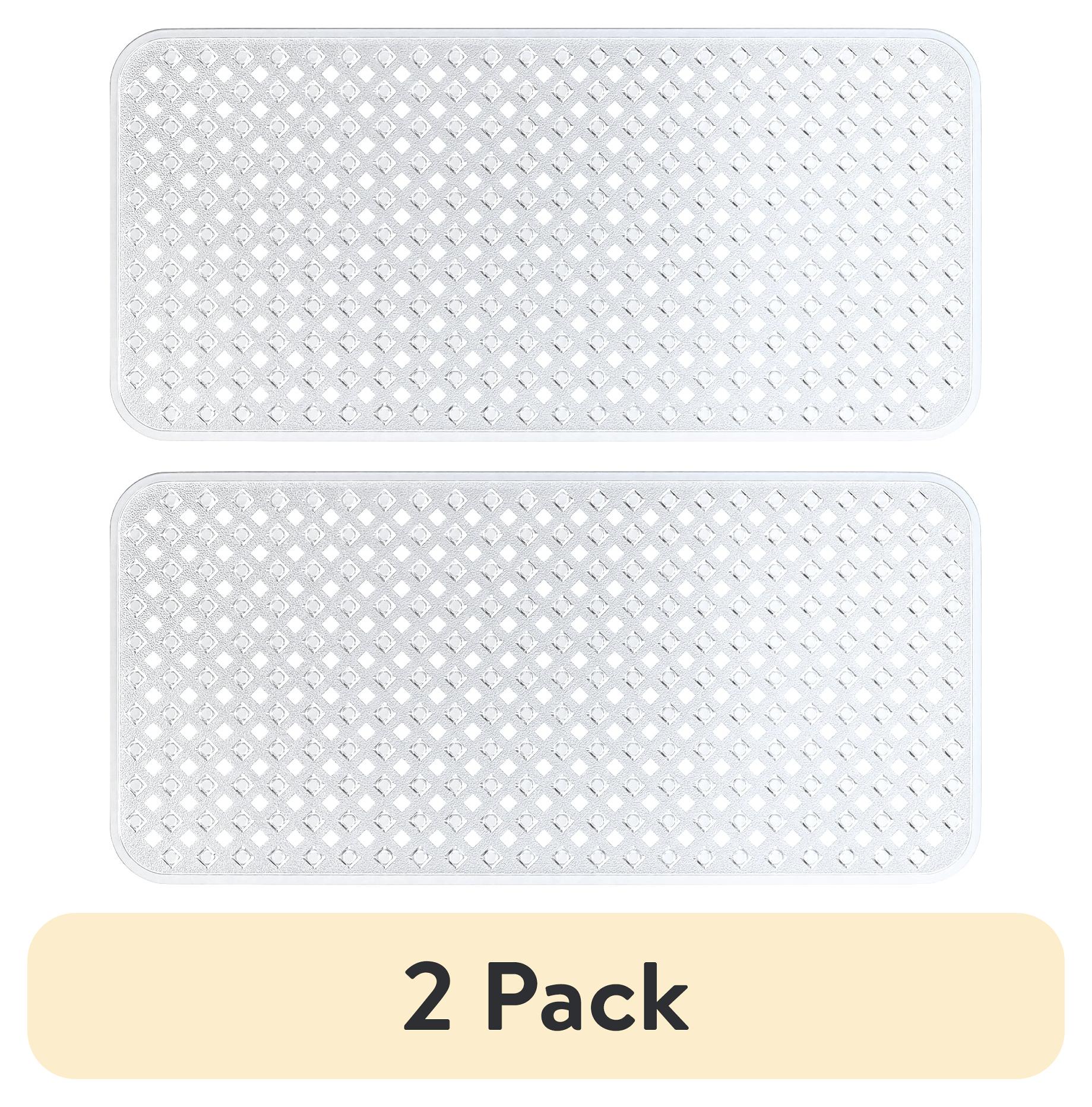 (2 pack) LammaLoe Bathtub Shower Mat, Long 35"x16" Non-Slip Bath Mat for Tub with Suction Cups and Drainage Holes, Clear