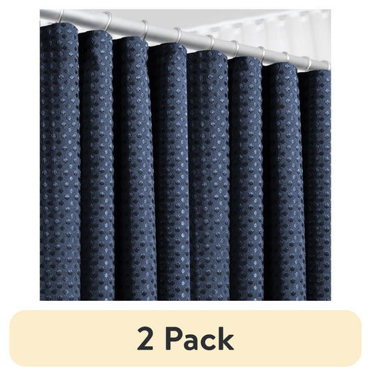 (2 pack) LammaLoe Navy Blue Shower Curtain, Waffle Weave Heavy Duty Fabric Shower Curtain, 72â€ x 72" Hotel Luxury 256 GSM Bathroom Curtains
