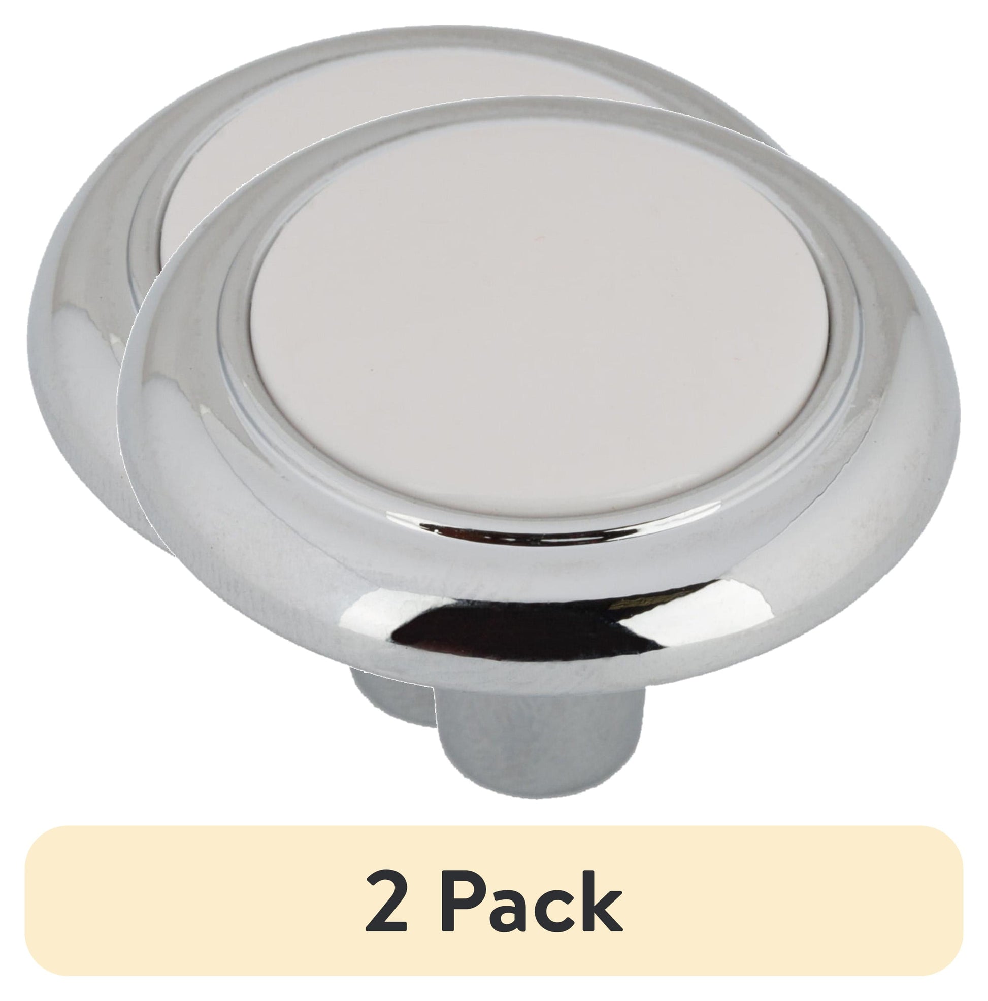 (2 pack) Mainstays 1-1/4" (32mm) Classic Cabinet Knob, Chrome and White, 10 Pack