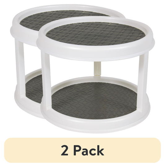(2 pack) Mainstays 2-Tier Plastic Lazy Susan Turntable Organizer, Rotating Spice Rack for Kitchen Cabinet, Pantry and Countertop Organization