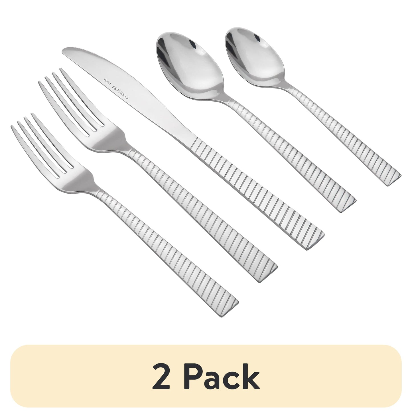 (2 pack) Mainstays 20 Piece Nalla Stainless Steel Flatware Set, Silver, Service for 4