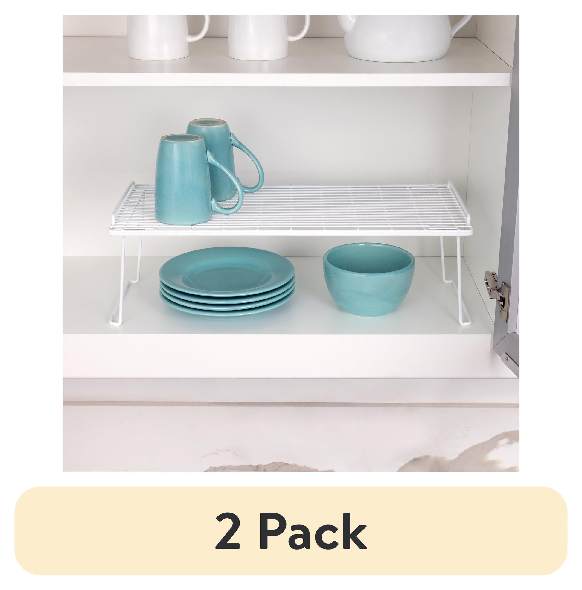 Mainstays Adult Metal Kitchen Pantry Organization Wire Stacking Single Shelf, 22"x10"x7", White, Ideal Use for Everyday Kitchen Organization