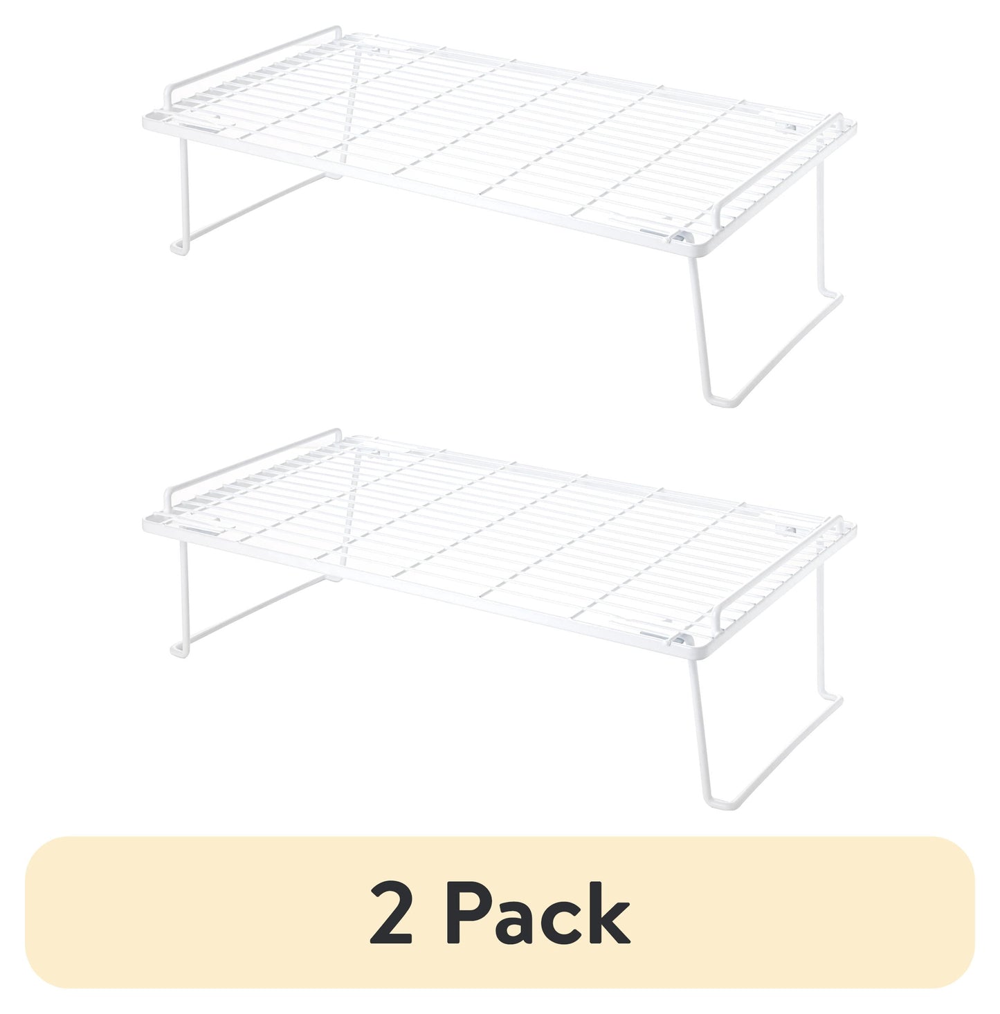 (2 pack) Mainstays Metal Wire Stacking Shelf Organizer for Kitchen Cabinet and Pantry Storage, 22" x 10" x 7", White