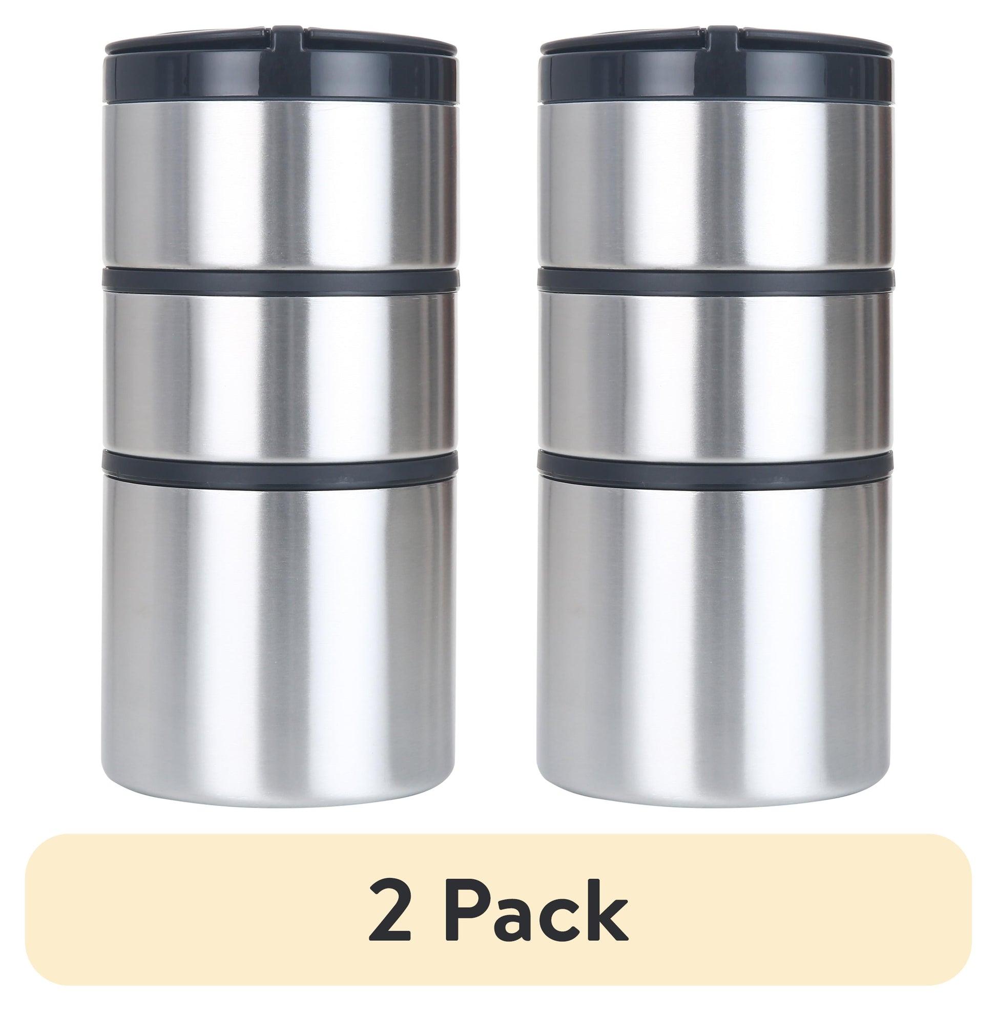 Mainstays Stacking Food Jar Insulated Food Storage Container, Stainless Steel, Round, 41 oz, Ideal Use for Workday Meals and Travel to Keep Meals Hot or Cold