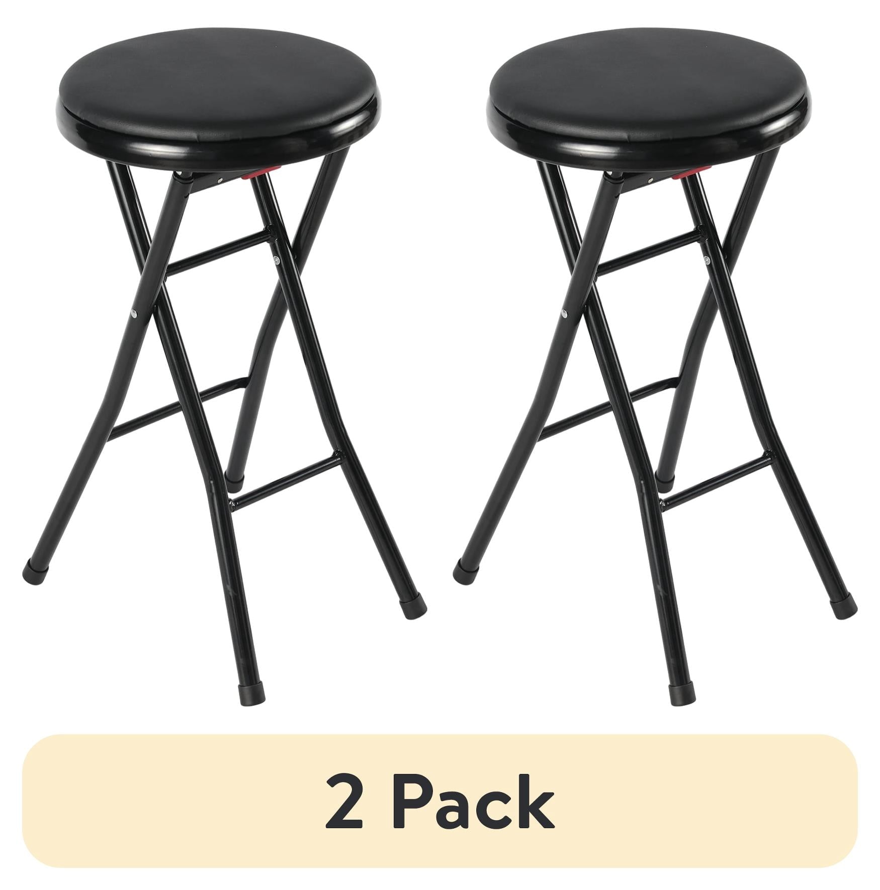 (2 pack) Mainstays Vinyl Padded Folding Counter Stool, Black (Set of 2)