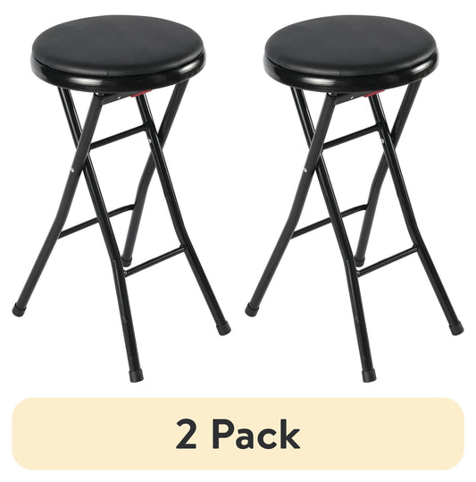 (2 pack) Mainstays Vinyl Padded Folding Counter Stool, Black (Set of 2)