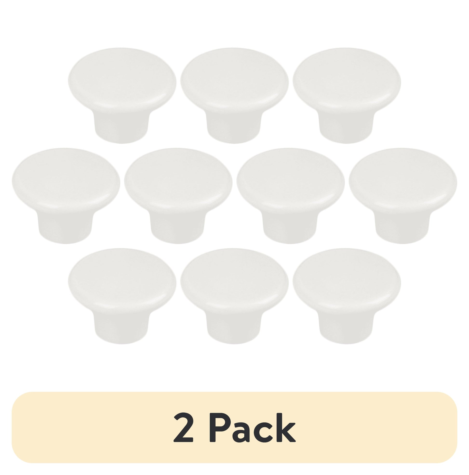 (2 pack) Mainstays White Round Mushroom Knob, Plastic, 10 pack