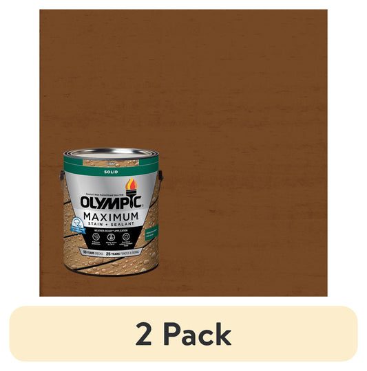 (2 pack) Olympic Maximum 1 Gallon SC-1014 Cedar Solid Color Exterior Stain and Sealer in One
