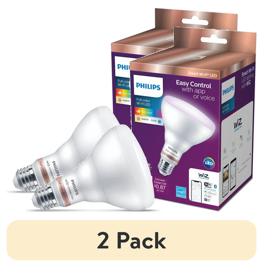 (2 pack) Philips Smart LED 65-Watt BR30 Floodlight Light Bulb, Color & Tunable White, Dimmable, E26 (1-Pack)