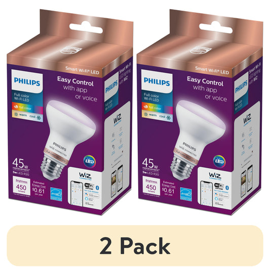Philips Smart Wi-Fi Connected LED 45-Watt R20 Light Bulb, Frosted Color, Dimmable, E26 Medium Base (1-Pack)