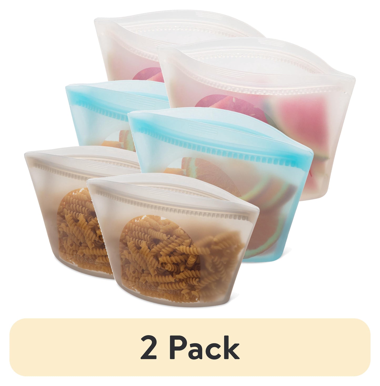 (2 pack) Prokeeper+ 3 Bolsa de Silicona de Pie para Snacks y Almacenamiento, 3 pack, Multicolor, DiseÃ±ada para Ayudar con Almuerzos Empacados y Desplazamientos Diarios