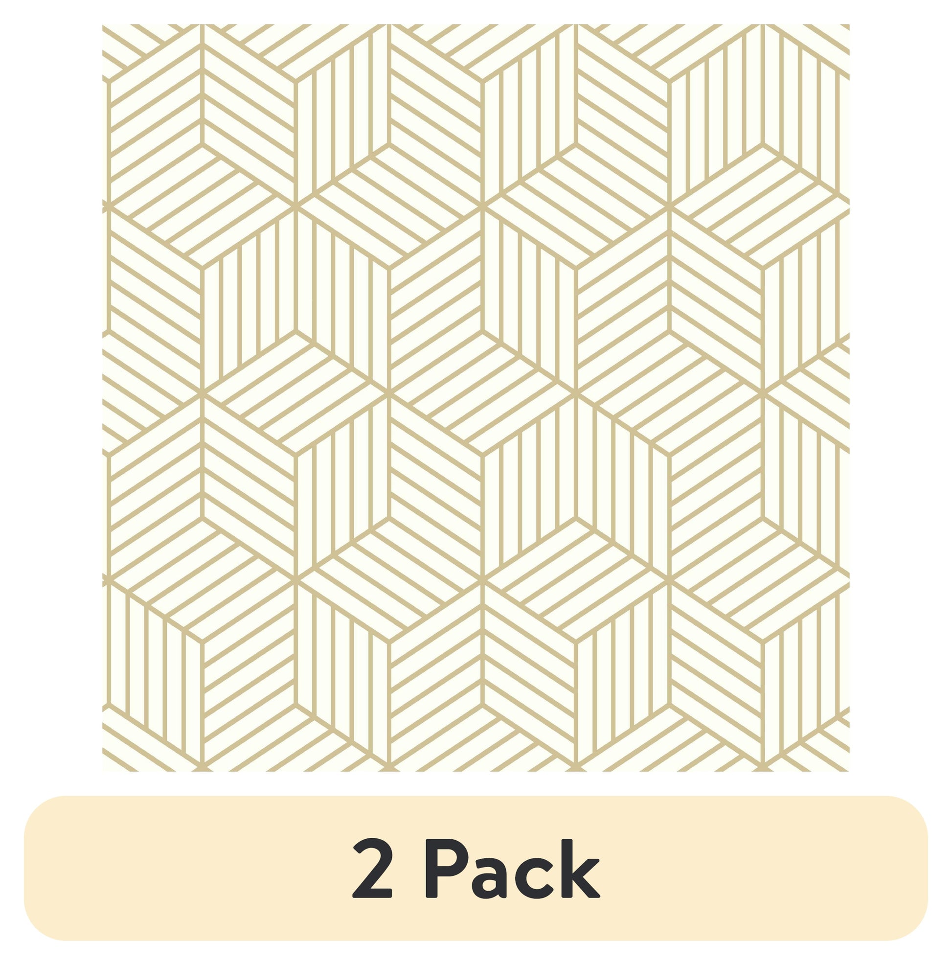 (2 pack) RoomMates Striped Hex Gold Peel and Stick Wallpaper, 1 Count