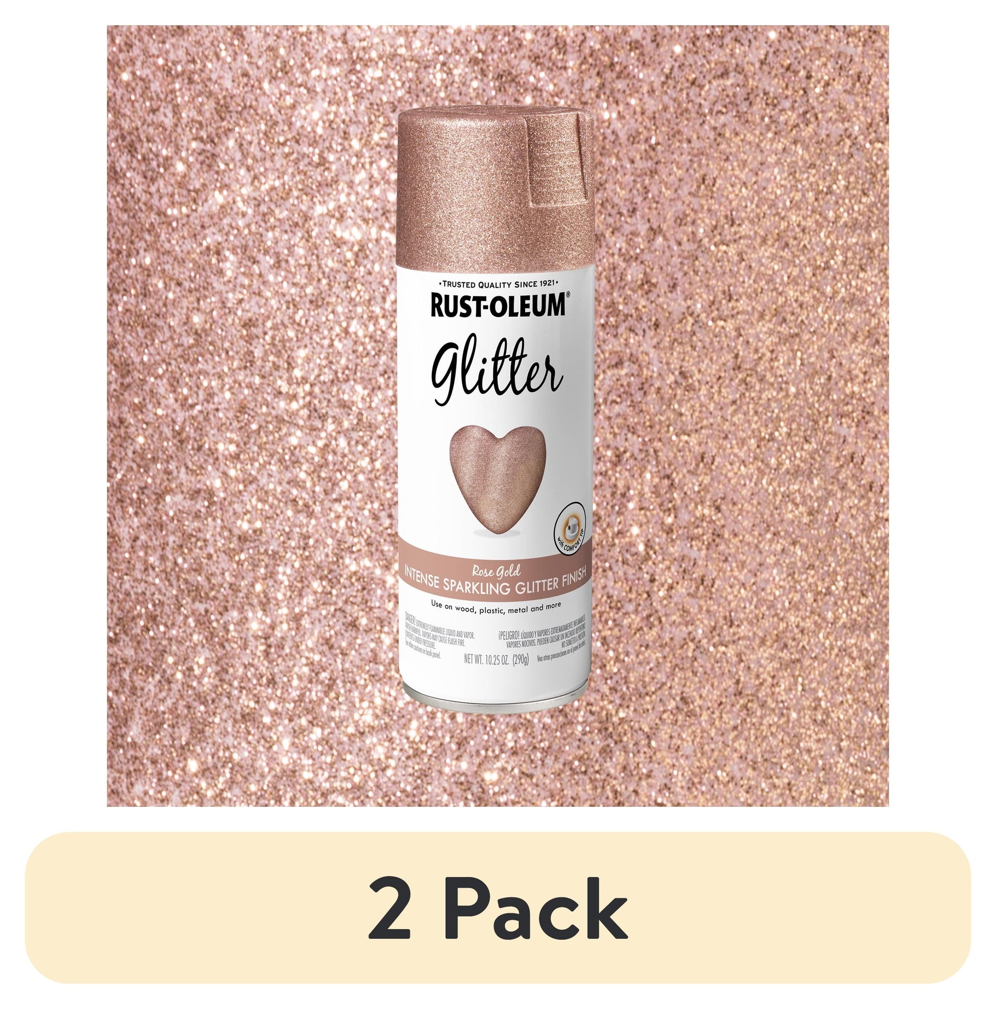 (2 pack) Rose Gold, Rust-Oleum Glitter Spray Paint-344697, 10.25 oz