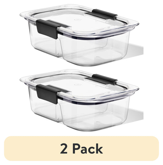 (2 pack) Rubbermaid Brilliance Rectangle Tritan 2.85 Cup Divided Meal Prep Open Stock, Best Used for Leftover Storage and Reheating