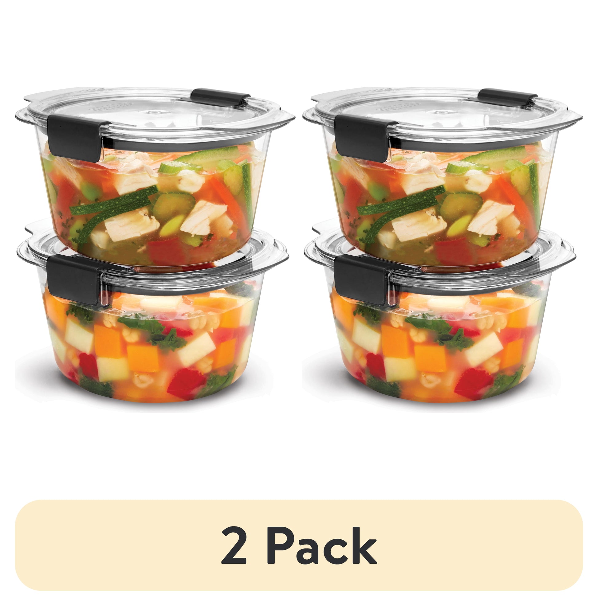 (2 pack) Rubbermaid Brilliance Round Tritan 3.5 Cup Value Pack, Well Suited to Refrigerator Organization
