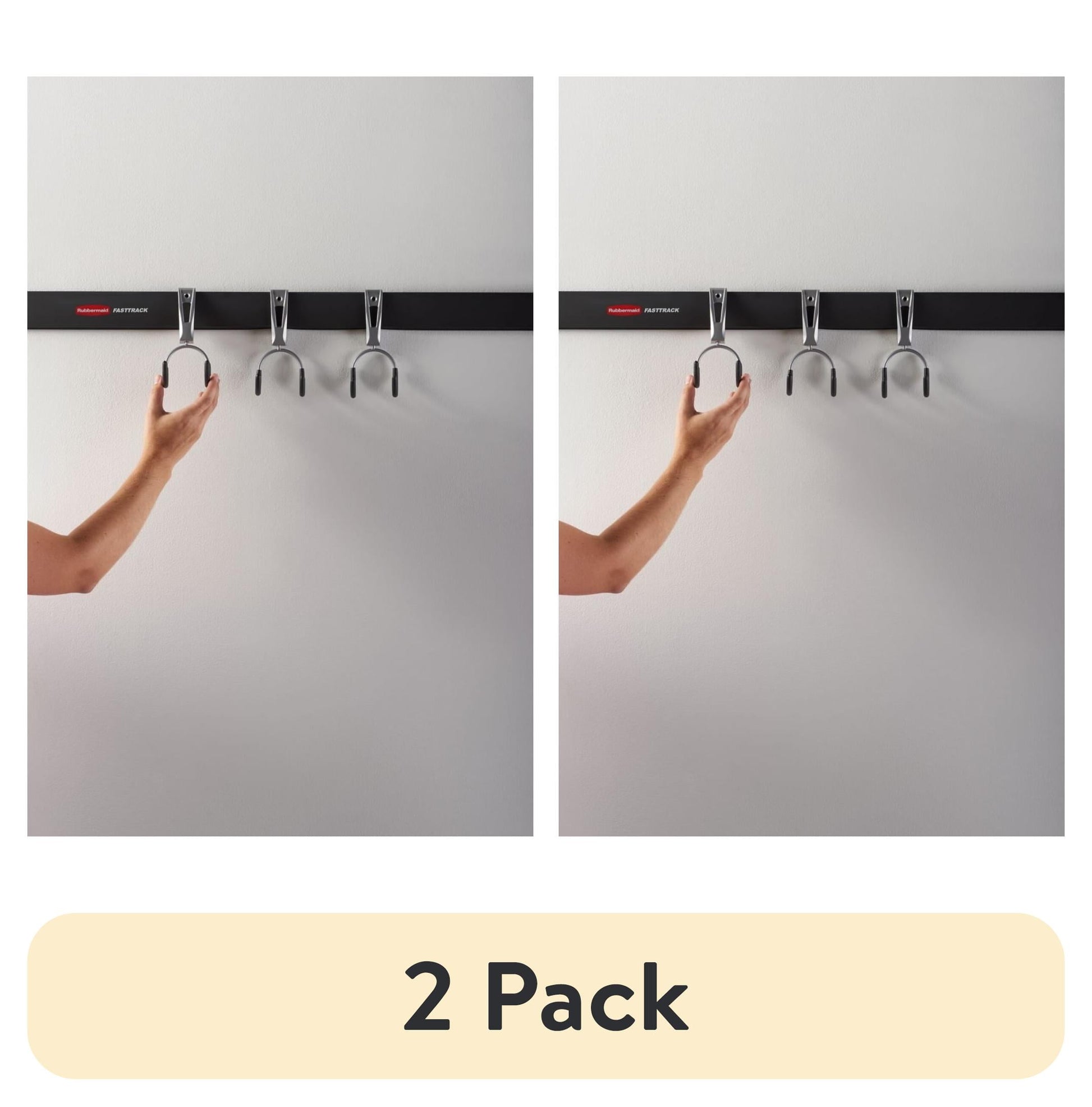 Rubbermaid Garage FastTrack Rail Compact Hook Bundle, 3-Pack, Satin Nickel