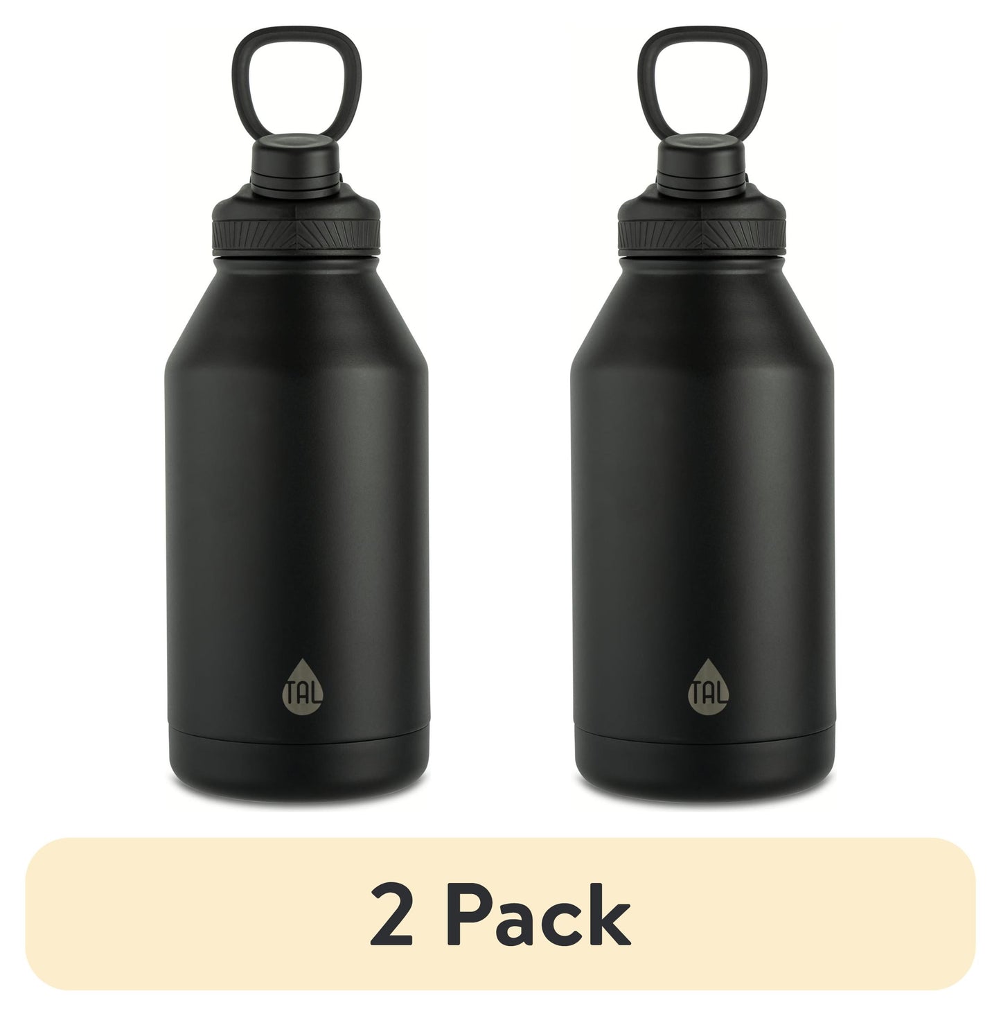 (2 pack) TAL 64oz Stainless Steel Ranger Water Bottle, Black