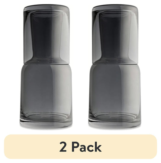 Thyme & Table Smoke Bedside Glass Carafe, Set of 2