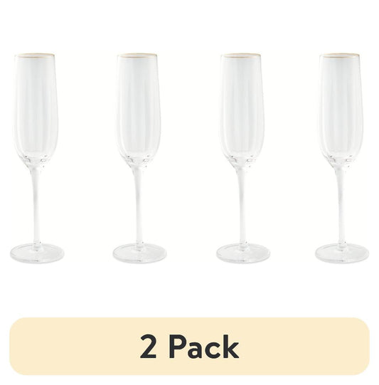 (2 pack) Thyme & Table 4-Pack Scalloped Champagne Flute Glass Set