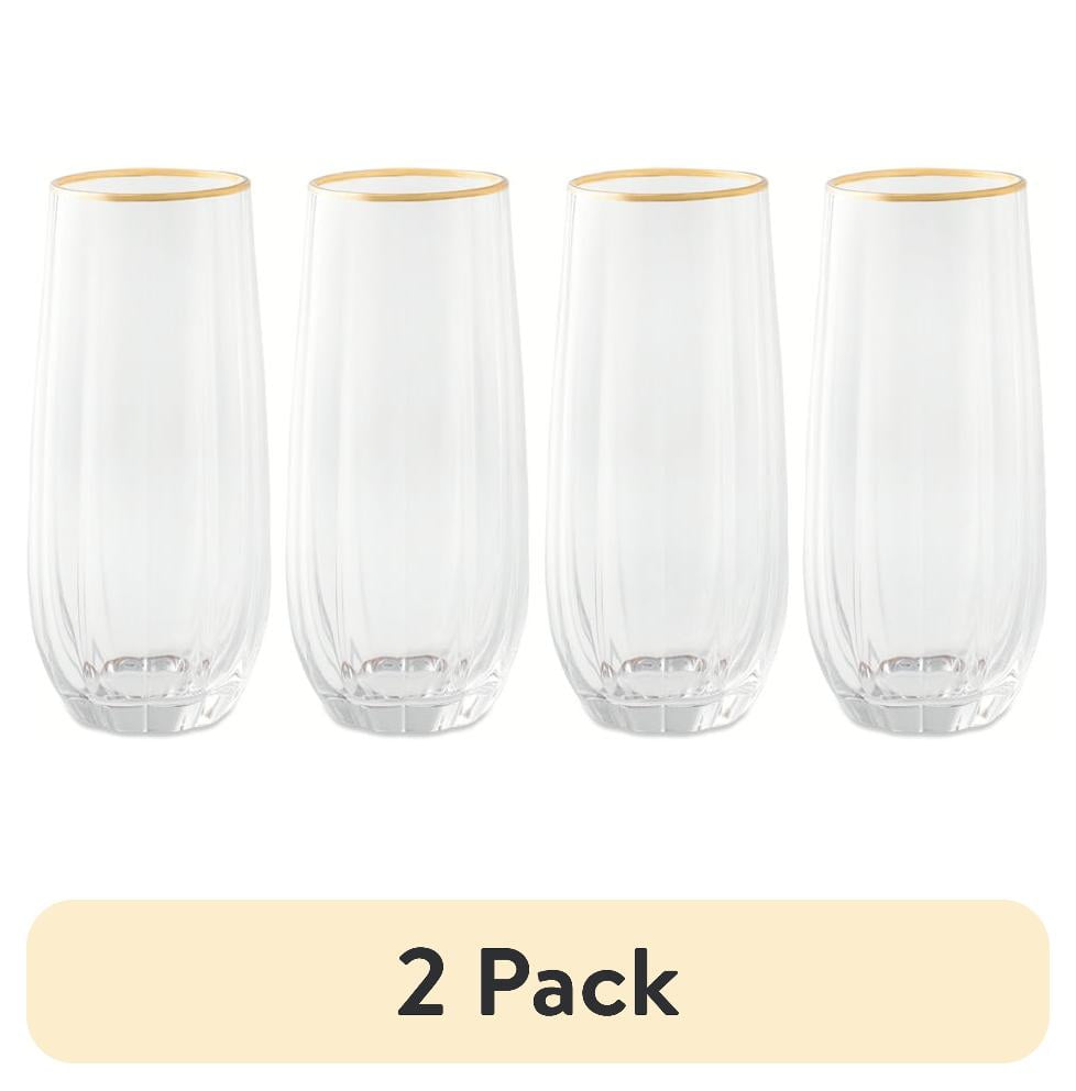 Thyme & Table 4-Piece Scalloped Stemless Flute Glass Set