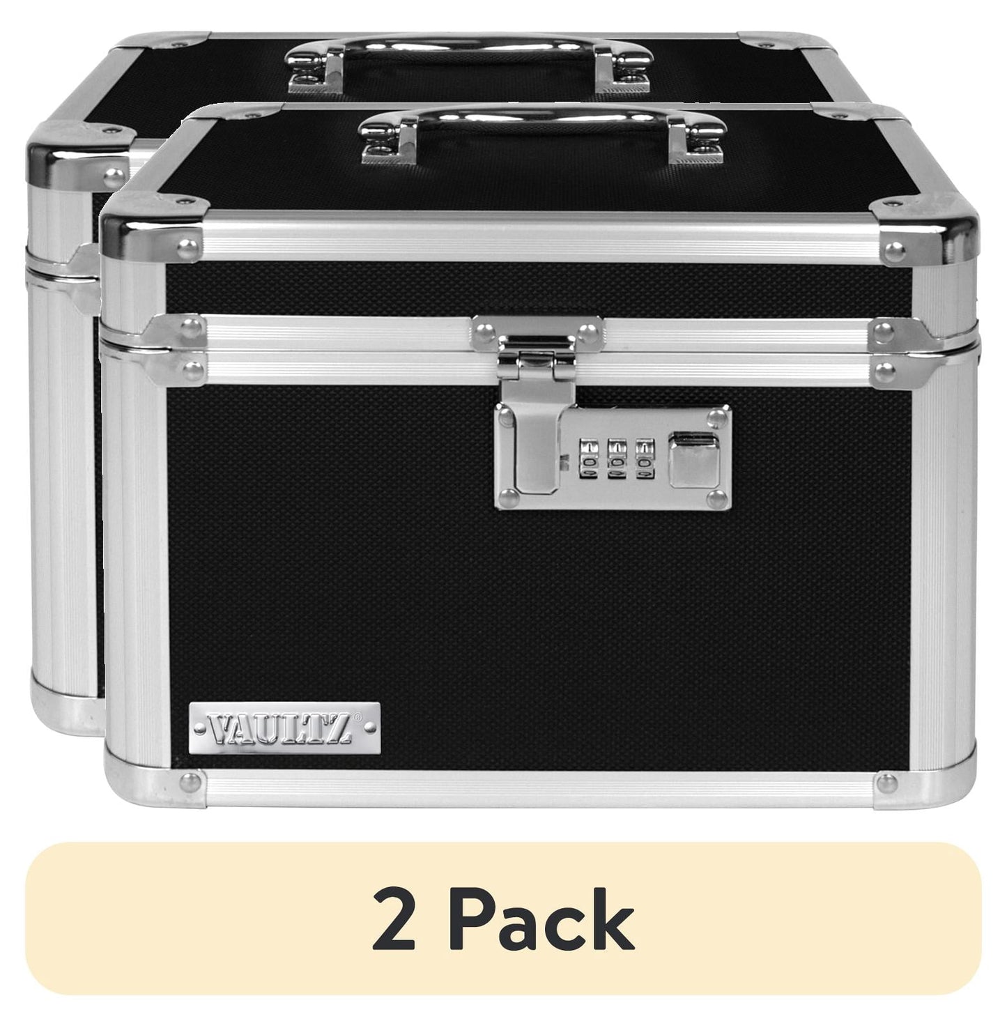 (2 pack) Vaultz Combo Lock Storage Box, Medium Density Fiberboard, 10â€ x 7.25â€ x 7.75â€, Black