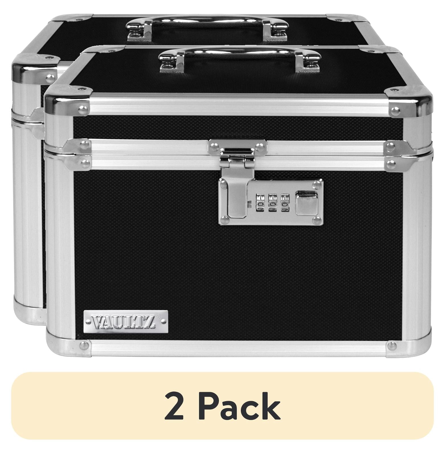 (2 pack) Vaultz Combo Lock Storage Box, Medium Density Fiberboard, 10â€ x 7.25â€ x 7.75â€, Black