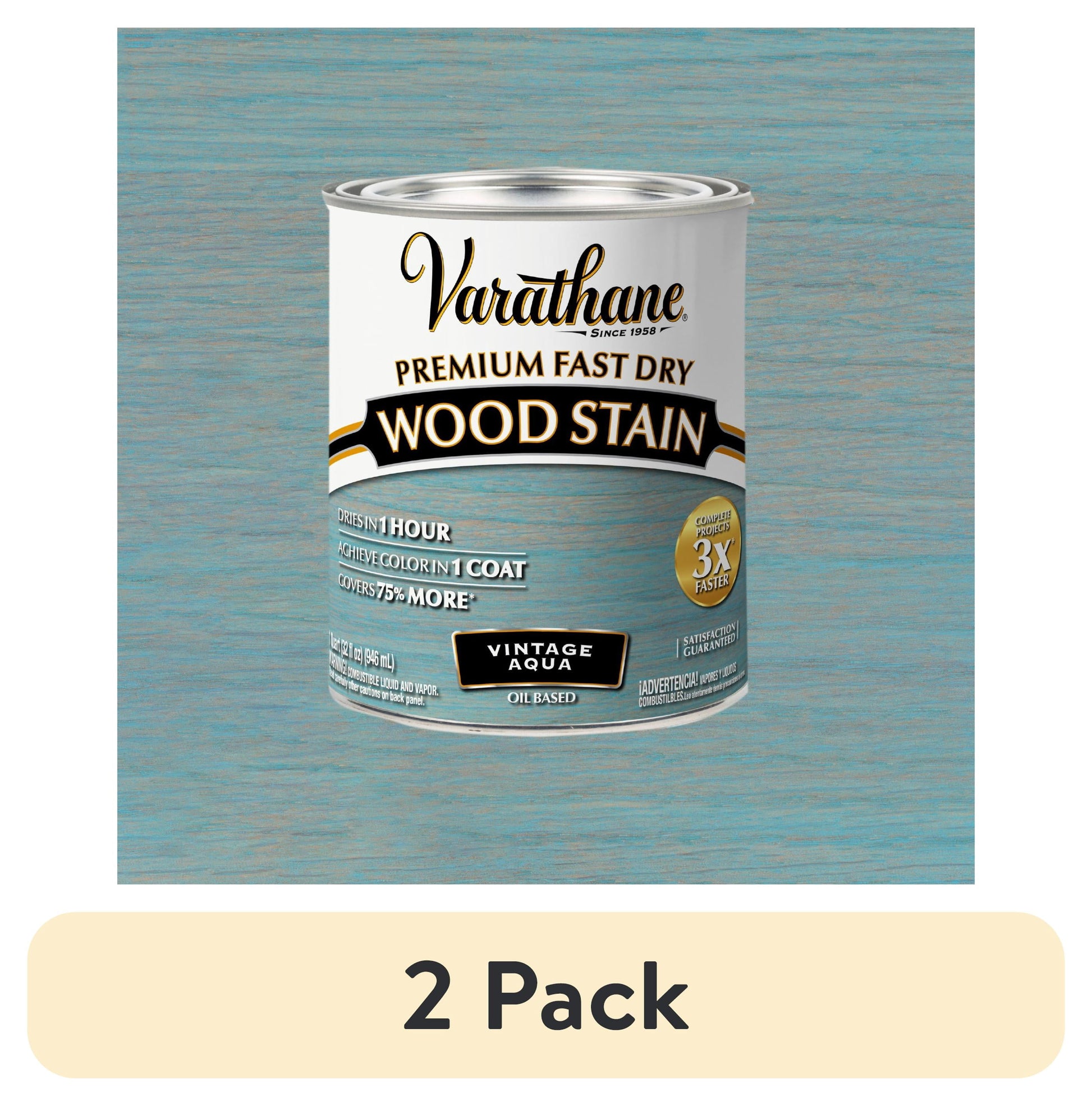 (2 pack) Vintage Aqua, Varathane Premium Fast Dry Wood Stain-297427, Quart