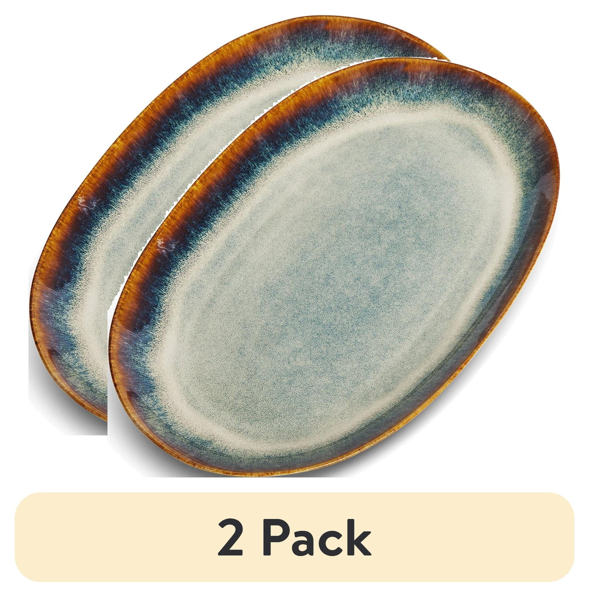 (2 pack) Yellowstone Ceramic Oval Platter, Kayce Collection